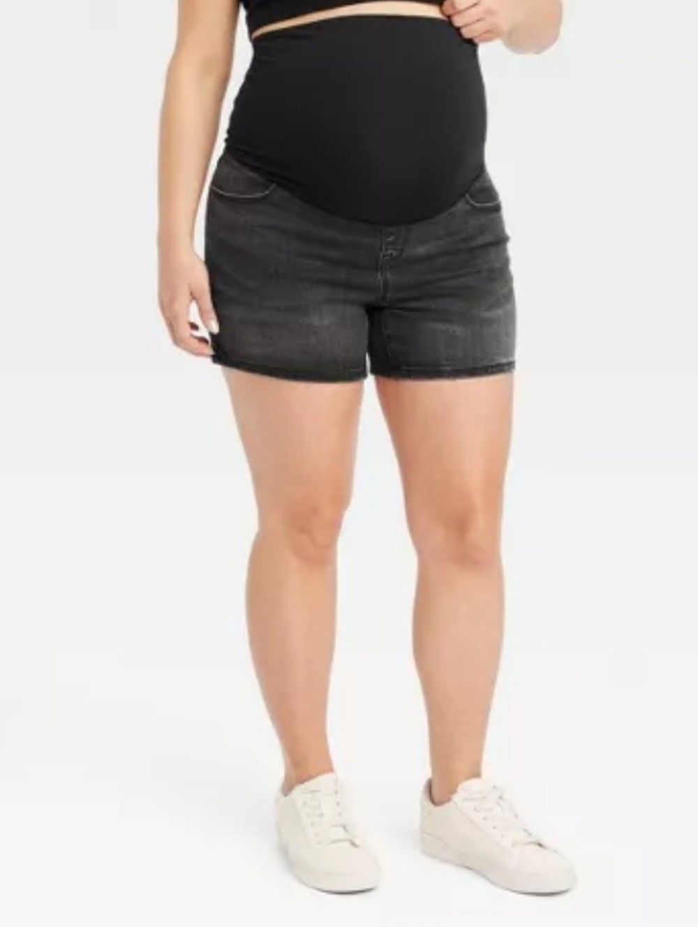Isabel Maternity by Ingrid & Isabel Black Wash High Rise, Stretch Denim Shorts